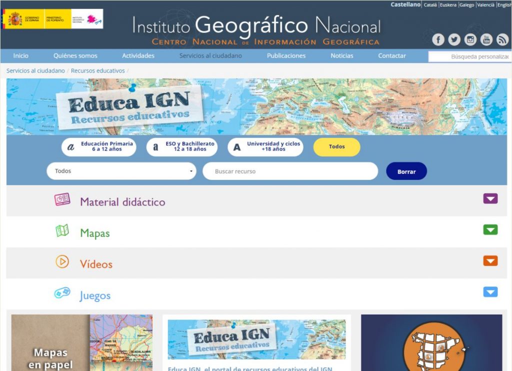 Recursos educativos - Instituto Geográfico Nacional